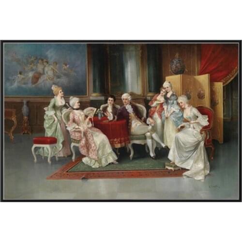 European Court Figure Oil Painting on Canvas HD Print Classical Portrait Wall Art Picture for Living Room Home Decor