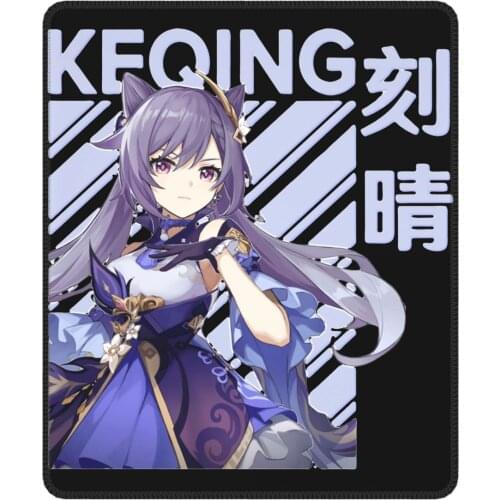 Keqing Genshin Impact Kawaii Mouse Pad Anime Game Antislip MousePad Natural Rubber Office Home Deco Mat