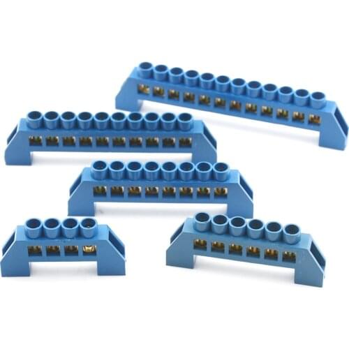4/6/8/10/12 Positions Terminal Block Connector Strip Electrical Distribution Wire Screw Terminal Brass Ground Neutral Bar Blue