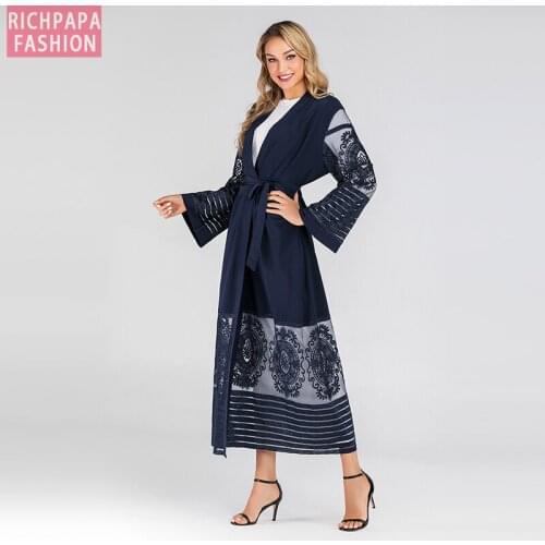 Lace Abaya Kimono Robe Femme Dubai Cardigan Muslim Dress Abayas For Women Ramadan Kaftan Caftan Marocain Elbise Islamic Clothing