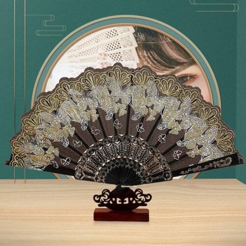 Lace Folding Fan Chinese Style Women Dance Hand Held Fans Girls Party Performance Photo Props Home Decoration