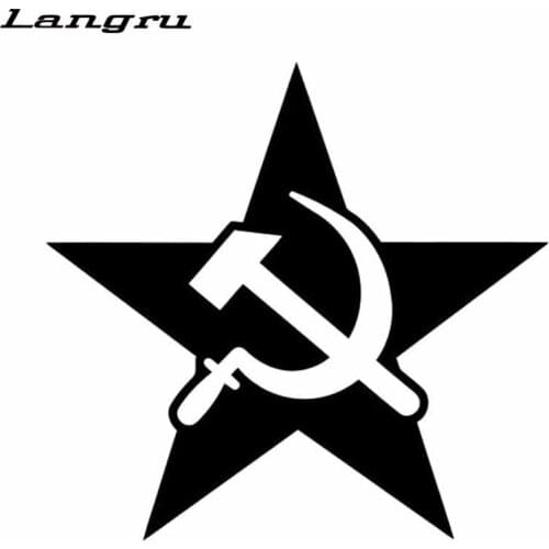 Langru 15.5CM*14.6CM Creative Russia Star Sickle Hammer Car Sticker Window Vinyl Decal Accessories Jdm
