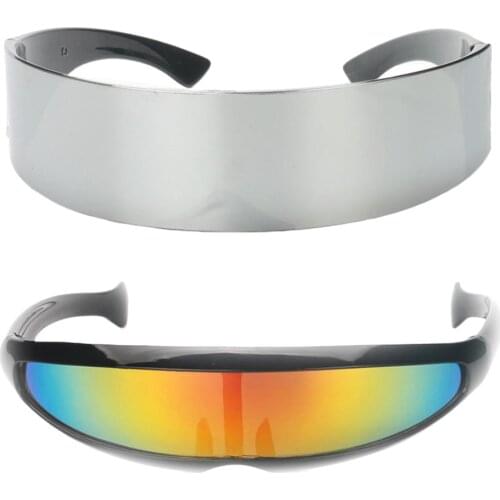 2pcs Fashion Narrow Rainbow Metallic Silver Cyber Robot Alien Eye Glasses Sunglasses Cosplay Fancy Dress Halloween Parties Gift