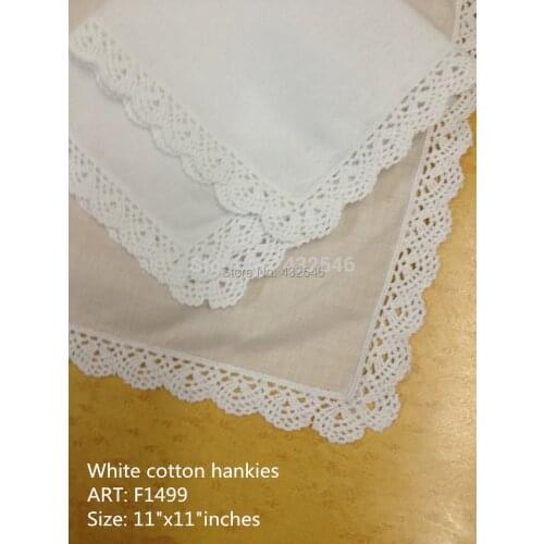 Fashion Women Handkerchiefs 12PCS/lot 11x11White100%cotton Wedding Handkerchiefs Embroidered Lace Hankies For Special Occasions
