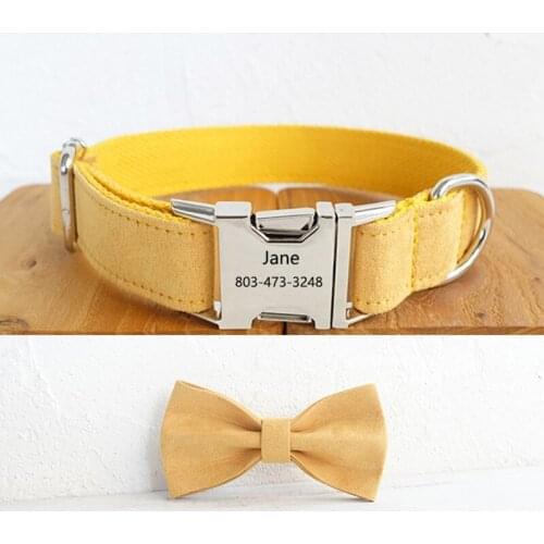 Pet Customized Nylon Dog Collar Personalized Free Engraved Puppy Collar bowknot for Small Medium Large Big Dogs Collars Bow Tie