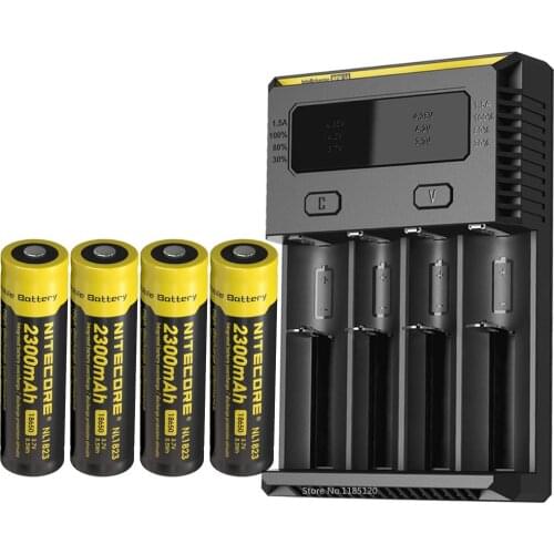 NITECORE NEW I4 Charger OLED Screen battery Charger + NITECORE 18650 2300mAh NL183 3.7V 8.5Wh Li-ion Rechargeable Battery