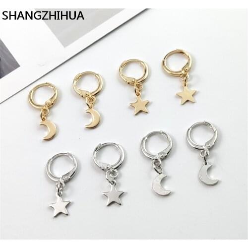 2020 New Fashion Metal Star Moon Earrings Lady Temperament, Popular Earrings Jewelry SHANGZHIHUA Women Push-back Zinc Alloy