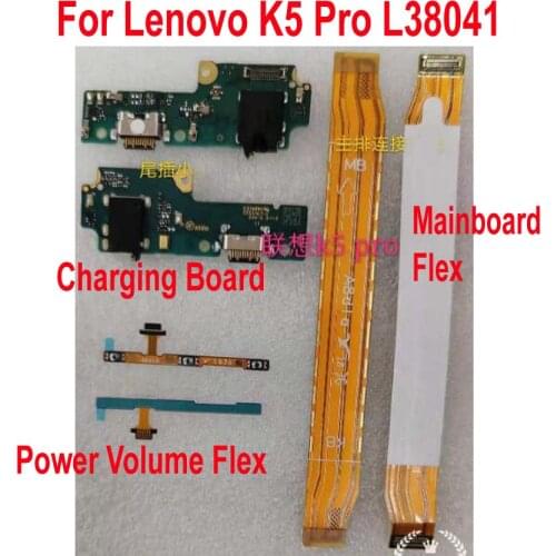Original For Lenovo K5 Pro L38041 Usb Charging Board Flex Motherboard Main cable On Off Power Button Keypad volume Flex Cable
