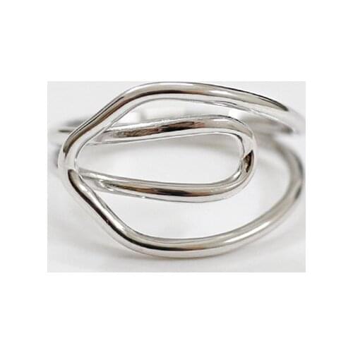 YPAY Real 925 Sterling Silver Open Ring For Men Women Wide Hollow Lines Cross Resizable Rings Fine Jewelry Gifts YMR280