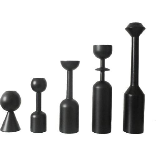 Candlesticks Holder Black Wooden Candle Holder for Wedding Candlestick Candlelight Dinner Decorative