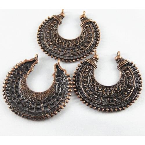 Julie Wang 10pcs Antique Copper Charms Imitation Hollow Crescent Shape Pendants Hanging Jewelry Crafts Necklace Accessory