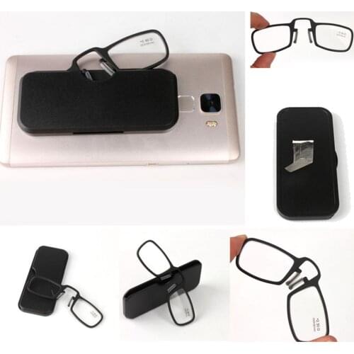 Mini Nose Clip Thin Portable Reading Glasses with Phone Stands Glasses Case Mini Wallet Optics Eyewear +1.0 +1.5 +2.0 +2.5 +3.0
