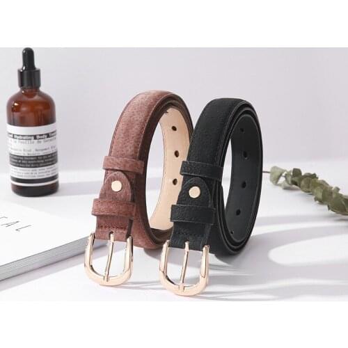 Korean Version Ladies Genuine Leather Belt Fashion Joker Leisure Frosted Belt Pinch Buckle Women Thin High Quality Waistband