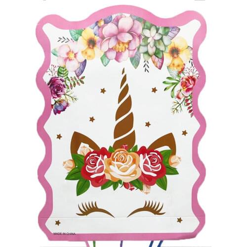 1set Blue Unicorn Paper Folding Pinata Disposable Theme Baby Shower Girls Boys Birthday Party Supplies Happy Birthday Party Favo