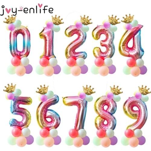 15pcs 1st Birthday Balloons Rainbow Number Balloon Unicorn Birthday Party Decoration Kids Boy Girl Baby Shower Party Balloons