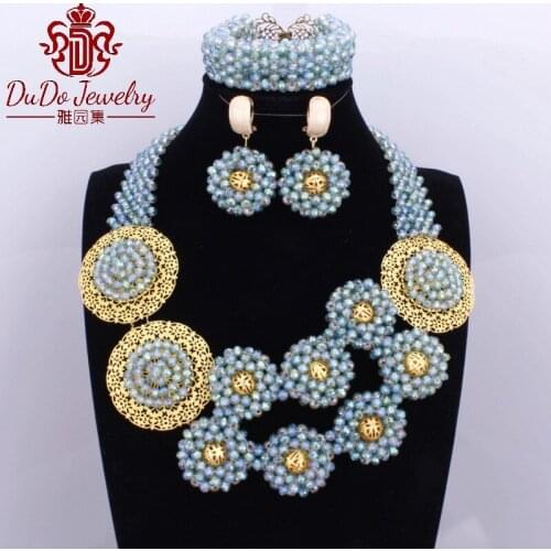 2018 Newest Colorful Mother Costume Beads Custom Turkish African Nigerian Wedding Jewelry Sets Crystal Necklace Set For Women