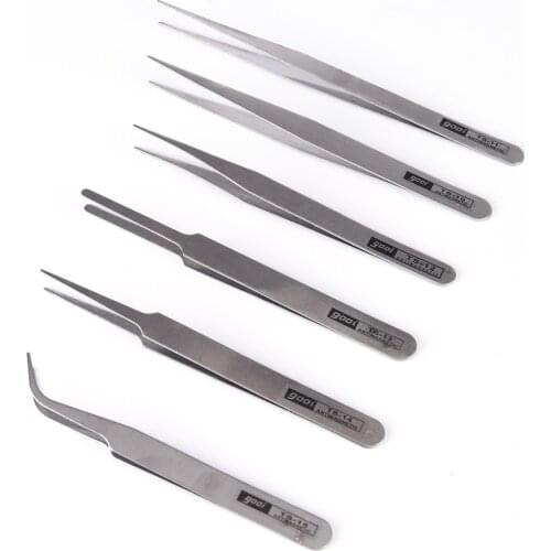 6 pcs Stainless Steel All Purpose Precision Tweezer Set Anti Static Tool Kit sewing tool kitchen tool
