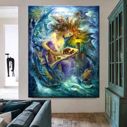 Diamond Painting 5D DIY Abstract Mythical girls and animals Girl Full round Embroidery Picture Mosaic Kit Home Decoration