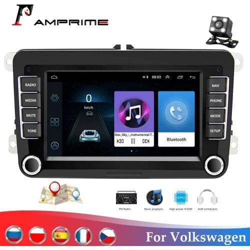 AMPrime Car Multimedia player Android 8.1 For Volkswagen/Golf/Polo/Passat/b7/b6/SEAT/leon/Skoda 2Din Car Autoradio Radio Camera