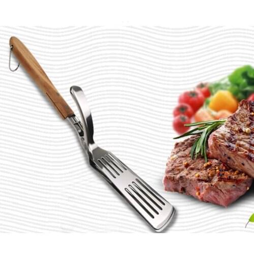 BBQ Spatula Tongs Stainless Steel Salad Bread Barbecue Steak Grill Buffet Clip Kitchen Grilling Shovel Clamp Tools Multifunction