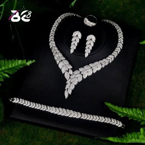Be 8 Fashion New Top Quality Wedding Jewelry Sets AAA CZ Leaf Design Bridal Earrings Necklace African Jewelry Set S069