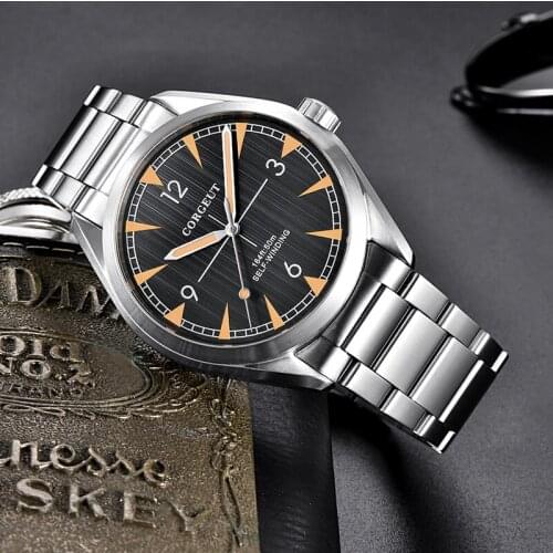 CORGEUT Top Brand 44mm Mens Watch Clock NH35A Automatic Luxury Mechanical Sapphire Glass All Steel 316L Leather Mens Watch