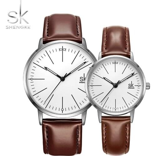 SK Couple Watch Men Women Watches SHENGKE Simple Quartz Reloj High Quality Relogio Masculino Business Clock Unisex Lover Watch