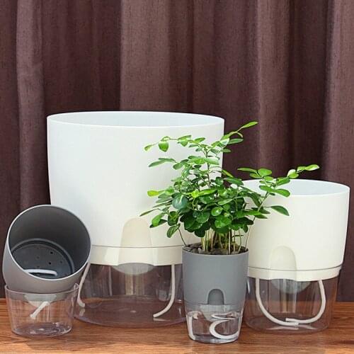 Plastic Watering Planter Self Watering Plant Flower Pot With Water Container Home Garden Decor Round Flowerpot WY80516
