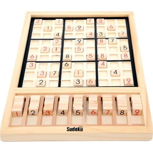 Wooden Sudoku Puzzles Board Game With Drawer 81 Sudoku Puzzles Tiles For 1-9 Numbers Puzzles Math Brain Teaser Desktop Toys