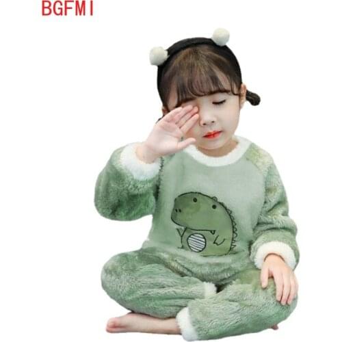 Children Sleepwears Winter Flannel Velvet Pajamas Sets Baby Girls Pajamas Boys Pyjamas Cartoon Nightgown Warm Plush Nightclothes