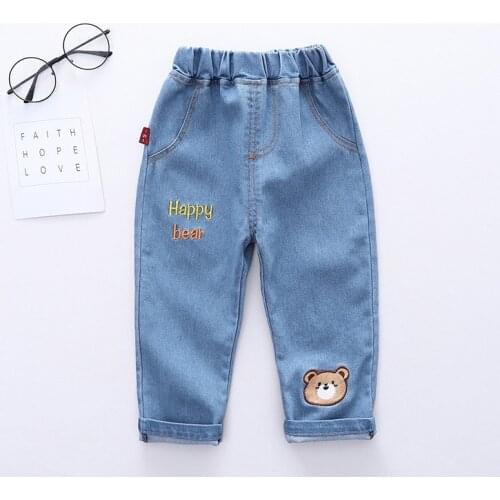 2021 Kids Cartoon Trousers Pant Fashion Girls Jeans Children Boys Bear Jeans Kids Fashion Denim Pants Baby Jean Infant Clothing