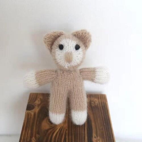 Baby Girl Photography props Knitted Cat Amigurumi Teddy Bear Cute Crochet Newborn Animal Toys Soft Stuffed Cat Toy Photo Props