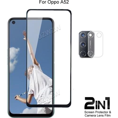 For Oppo A52 Front Screen Protector Protective Tempered Glass & Camera Lens Film