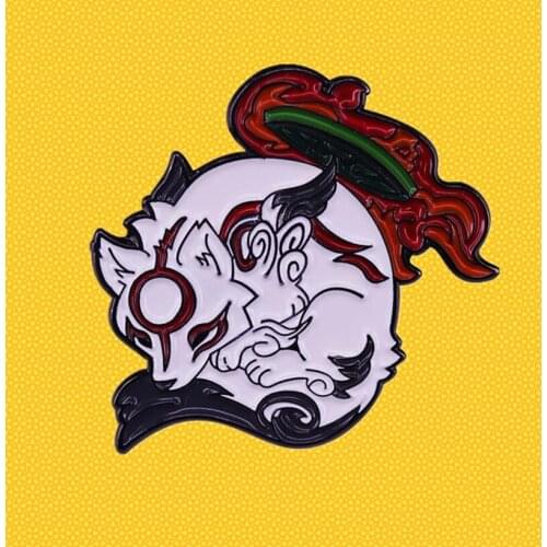 Okami Celestial Brush god The Great Mother Ammy enamel pin white wolf based on the Japanese goddess brooch badge mother of all