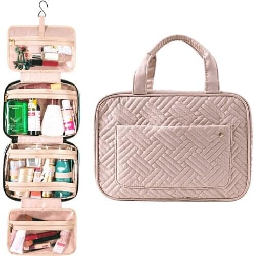 Flannel Multi-grid Storage Bag For Daily Necessities Dustproof Large-capacity Portable Cosmetic Travel Organizer Storage Bag