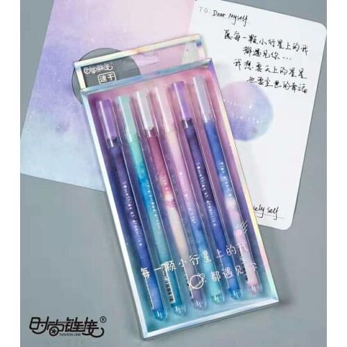 6pcs Gel Pens Starry sky star kawaii gift Black gel-ink Student pen pen for writing Cute stationery office school supplies 0.5mm