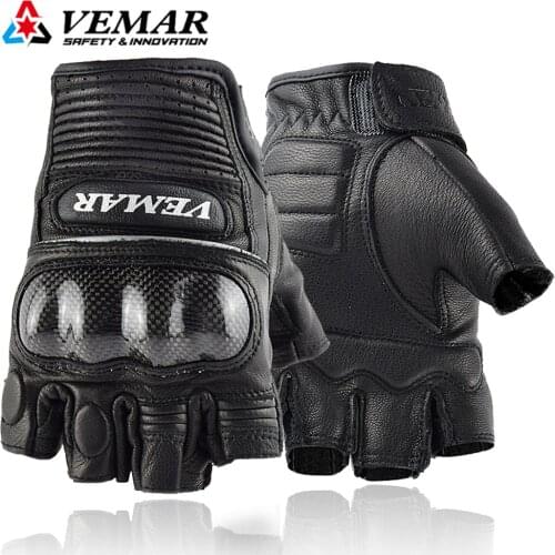 Outdoor Sports Fingerless Gloves Retro Leather Motorcycle Gloves Cycling Moto Guantes Motorbike Road Riding Protect Glove Cool