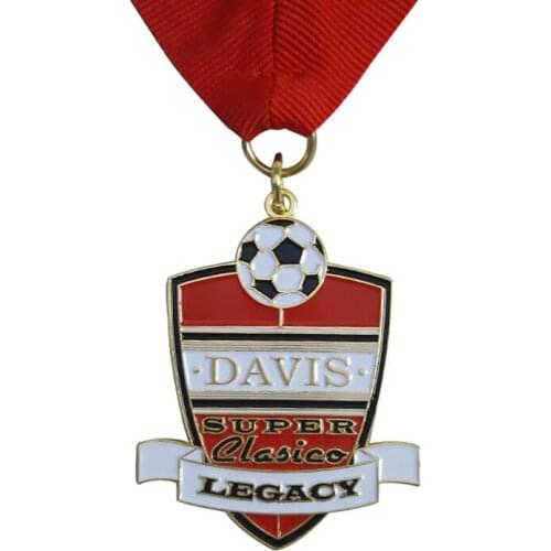 Zinc Alloy Custom Medal Quality Plating Brass Medal with Ribbon Promotional Football Medal