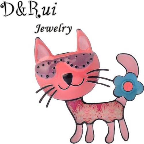 Cute Cat Brooches Pins For Girls Gift Pink Enamel Cartoon Animals Brooch Pin Classic Fashion Children Jewelry Accessories 2019