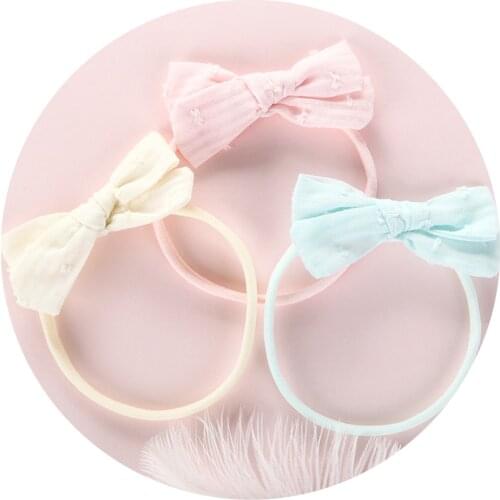 Cute Cotton Nylon Headbands For Girls Elastic Hair bands Handmade Hair Clips Bow Solid Headwrap Headwear Baby Hair Accessories
