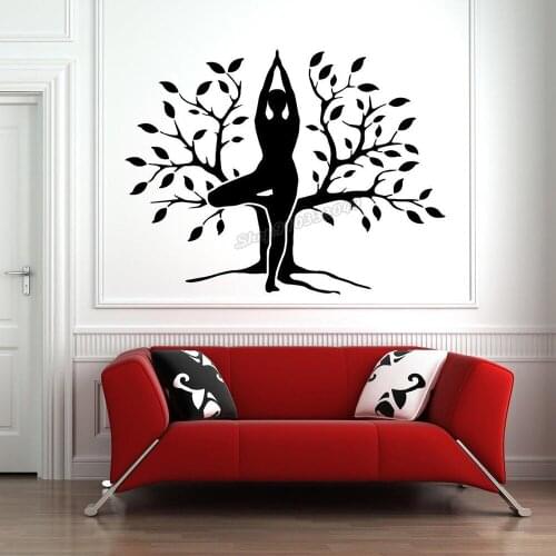 Yoga Tree Wall Decal Yoga Pose Vinyl Decal Tree Wall Decor Buddha Wall Decal Yoga Studio Wall Decor Design Home Decor Use C547
