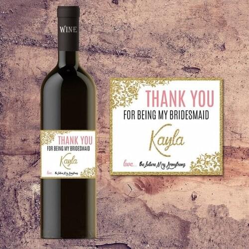 Custom Bridesmaid thanks Wine Bottle Label,Thank you For Being My Bridesmaid,Wedding party gifts,Editable multicolor Stickers