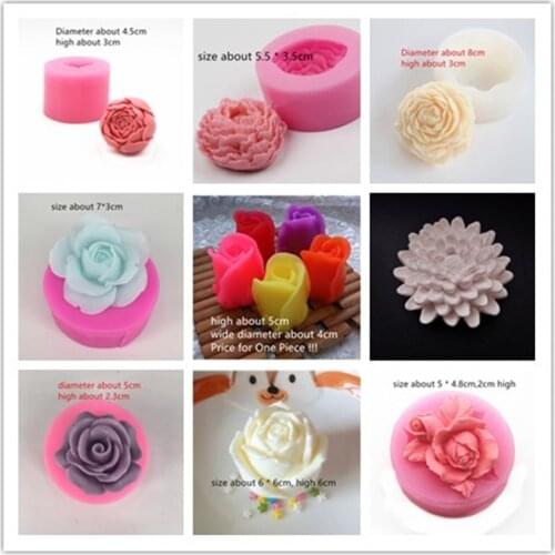 Various 3D Flower Silicone Soap Molds Handmade Craft Bath Soap Mold for Cake Chocolate Candle Making