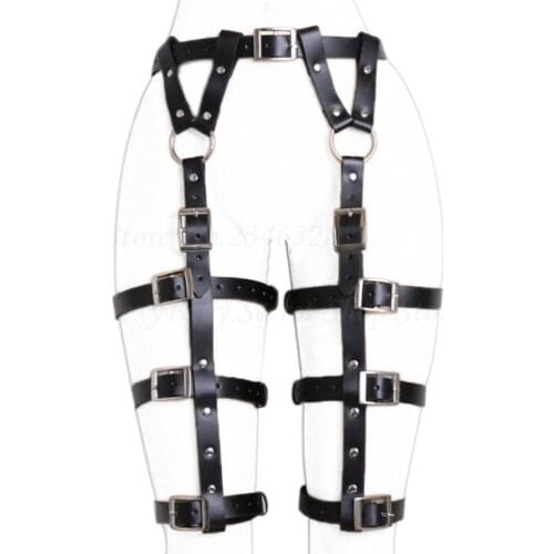 Adjustable Female Chastity Belt Leg Bondage Restraints Waist Straps Cosplay Adult Games Slave Bdsm PU Leather Harness For Couple