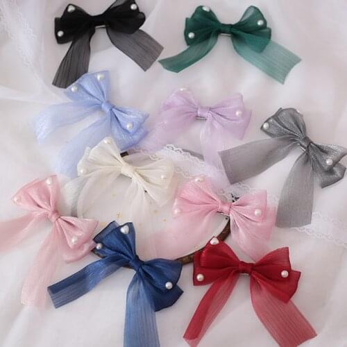 Mermaid Ji Japanese-style Whale Island Large Bow Pearl Lolita Headwear And Hairpin Side Clip Brooch