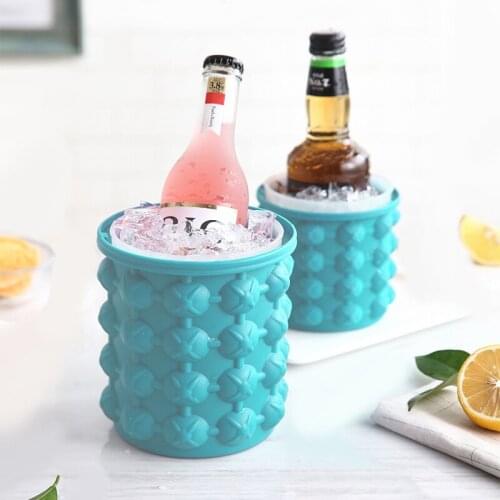 1100ml Silicone Ice Cube Mold With Lid Ices Mold Space Saving Portable Bucket Wine Beer Champag Ice Cooler Kitchen Party Barware