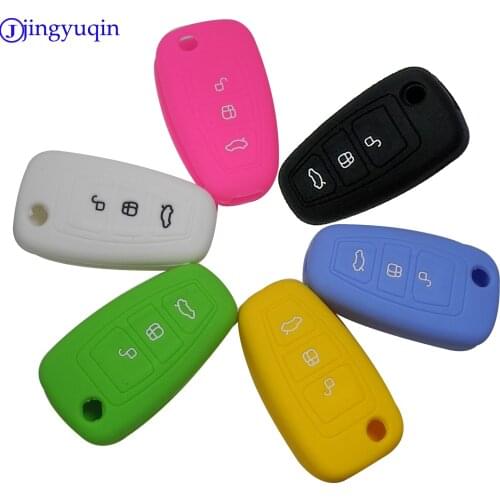 Jingyuqin 3 Buttons Remote Car-Styling Silicone Folding Key Cover Case For Ford Mondeo Focus 3 MK3 Kuga Fiesta Escape Ecosport