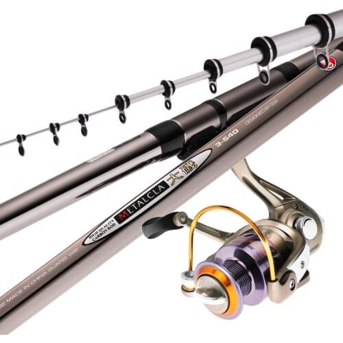 Rock Fishing Rod with Spinning Reel Sets 3.6m 4.5m 5.4m 6.3m Carbon Super Hard Hand Poles Telescopic Dual -purpose Fishing Canne