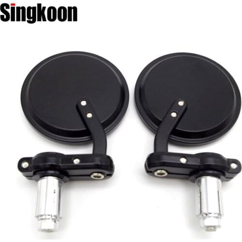 Universal Motorcycle Bar End Black Rearview Mirror Round Oval Side Mirrors FOR hyosung benelli tnt 125 honda msx 125 z900rs