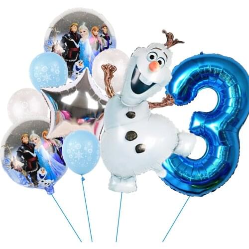 1 Set Disney "Frozen" Olaf Aluminum Balloons Birthday Party Decorations 32-inch Blue Digital Helium Globos Baby Shower Kid Toys